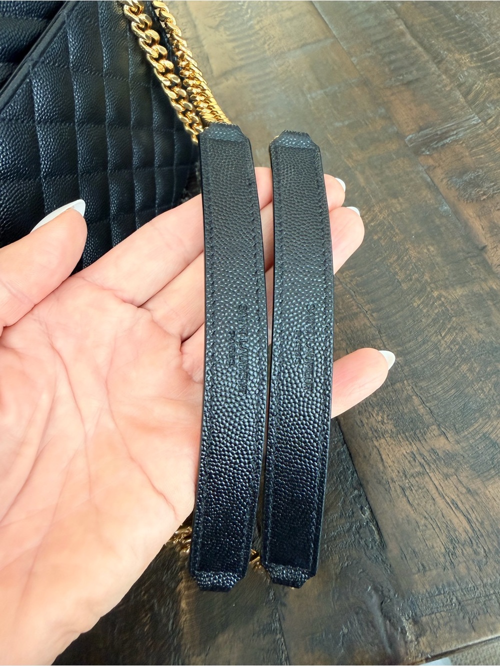 SAINT LAURENT ENVELOPE BAG MEDIUM 
IN QUILTED GRAIN DE POUDRE EMBOSSED LEATHER - Picture 11 of 16